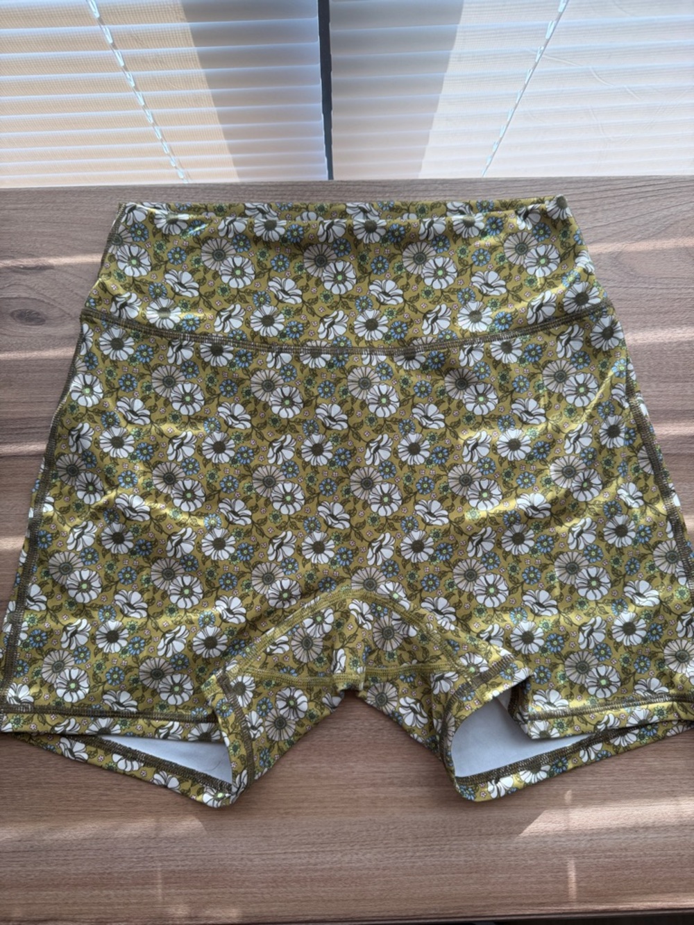 BuffBunny Olive Green Floral High-Waist Athletic Shorts